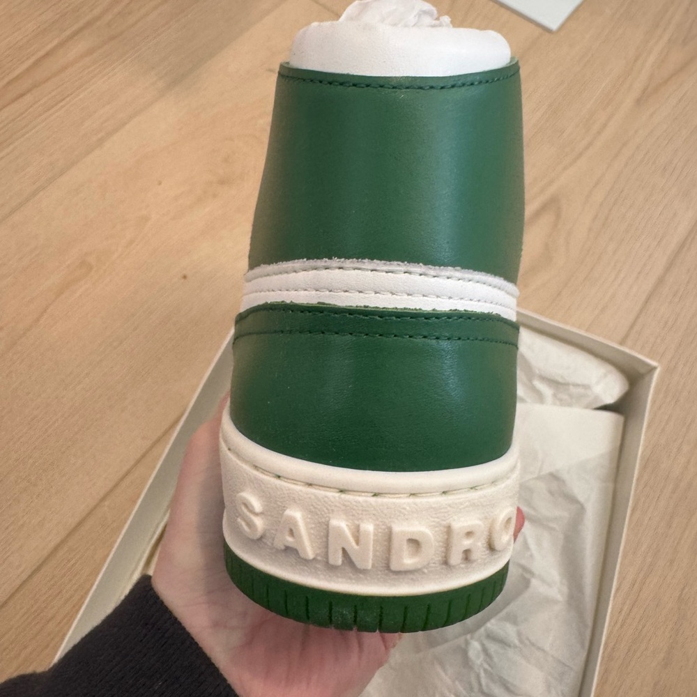 NEW Sandro Magic Green & White High-Top Sneakers Men's 41 - Picture 7 of 10